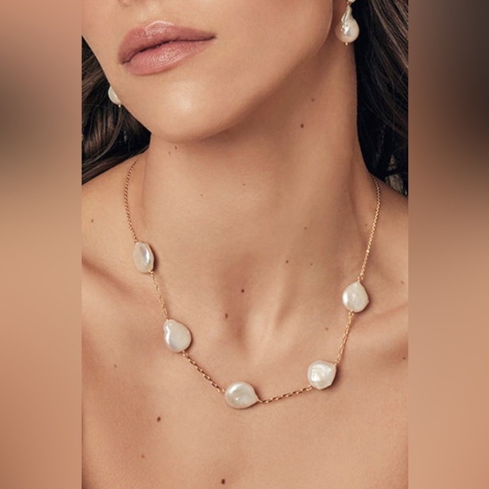 18K Gold Plated Freshwater Pearl Stainless Steel Necklace